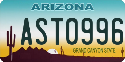 AZ license plate AST0996