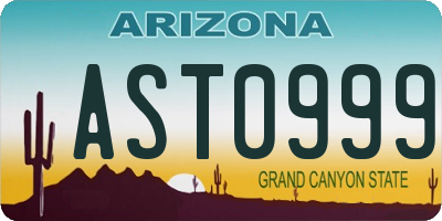 AZ license plate AST0999