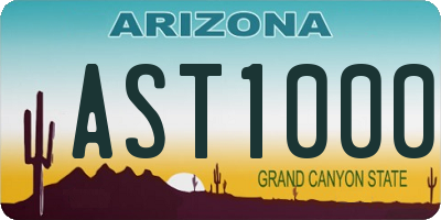 AZ license plate AST1000