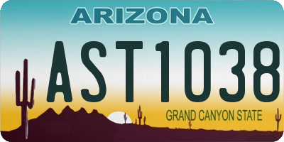 AZ license plate AST1038