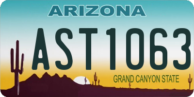 AZ license plate AST1063
