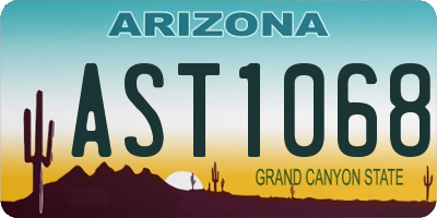 AZ license plate AST1068