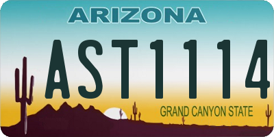 AZ license plate AST1114