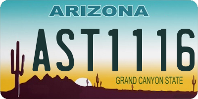 AZ license plate AST1116