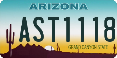 AZ license plate AST1118