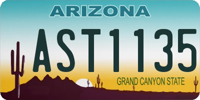 AZ license plate AST1135