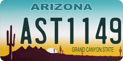 AZ license plate AST1149