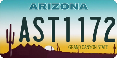 AZ license plate AST1172