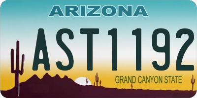 AZ license plate AST1192
