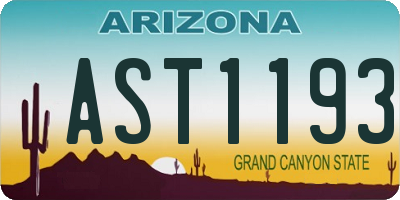 AZ license plate AST1193