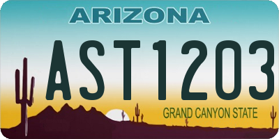 AZ license plate AST1203