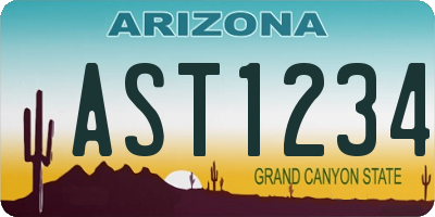 AZ license plate AST1234