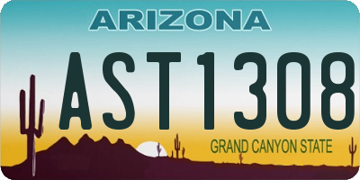 AZ license plate AST1308