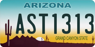 AZ license plate AST1313