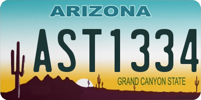 AZ license plate AST1334