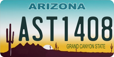 AZ license plate AST1408