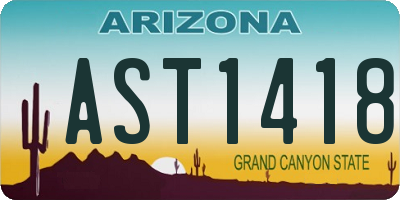 AZ license plate AST1418