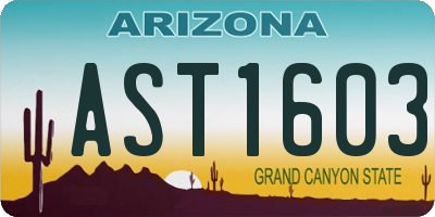 AZ license plate AST1603