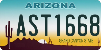 AZ license plate AST1668