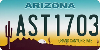 AZ license plate AST1703