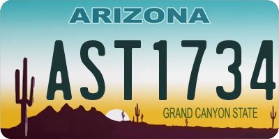 AZ license plate AST1734