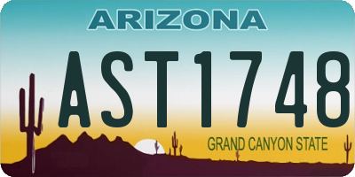 AZ license plate AST1748