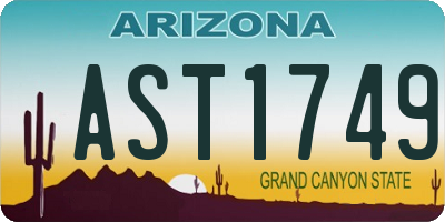 AZ license plate AST1749