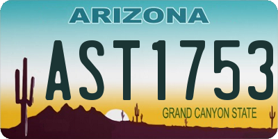 AZ license plate AST1753