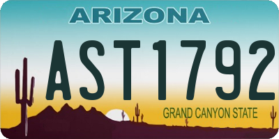 AZ license plate AST1792