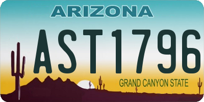 AZ license plate AST1796