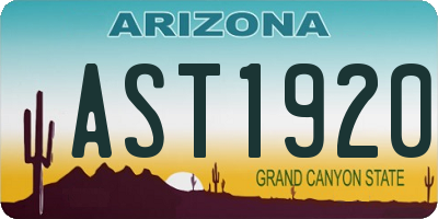 AZ license plate AST1920