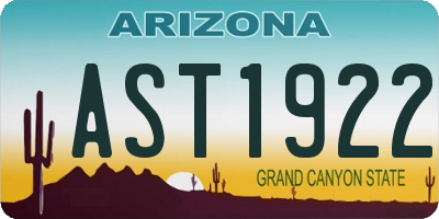 AZ license plate AST1922