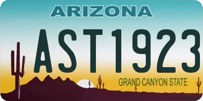 AZ license plate AST1923