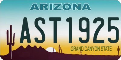 AZ license plate AST1925