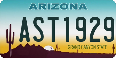 AZ license plate AST1929