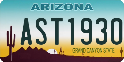 AZ license plate AST1930