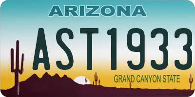 AZ license plate AST1933