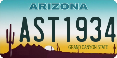 AZ license plate AST1934