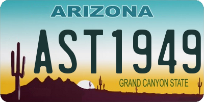 AZ license plate AST1949