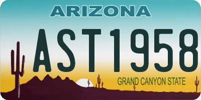 AZ license plate AST1958