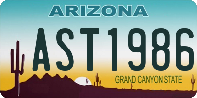 AZ license plate AST1986