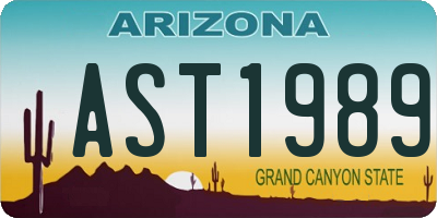 AZ license plate AST1989