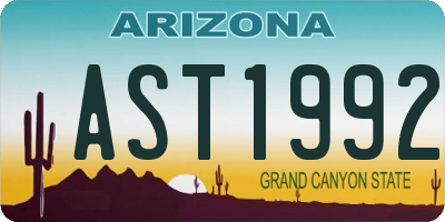 AZ license plate AST1992