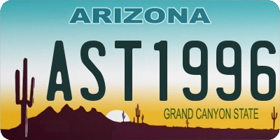 AZ license plate AST1996