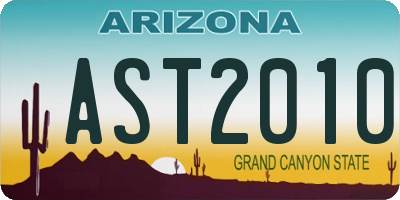 AZ license plate AST2010