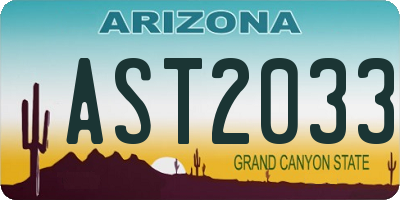 AZ license plate AST2033
