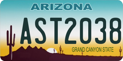 AZ license plate AST2038