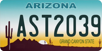 AZ license plate AST2039