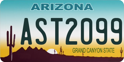 AZ license plate AST2099