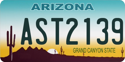 AZ license plate AST2139